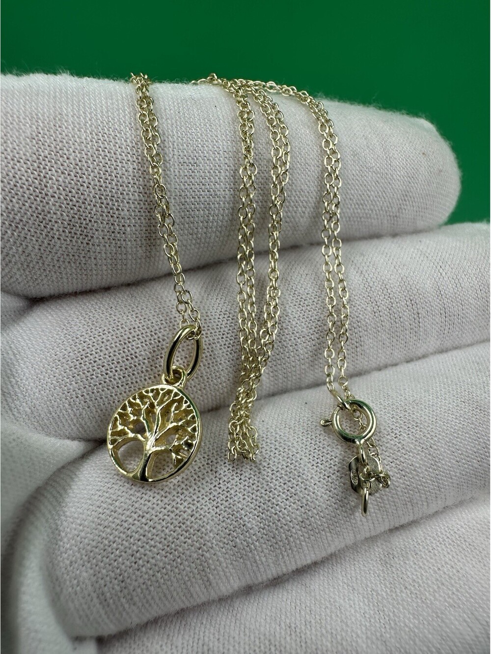 Vintage Gold Tone Sterling Silver Family Tree Necklace Pendant And Chain 18”